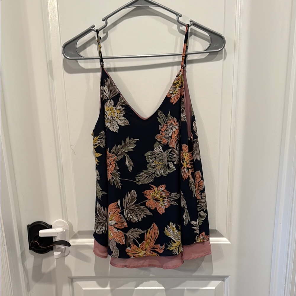 Sienna Sky Blue and Pink Sleeveless Camisole Top